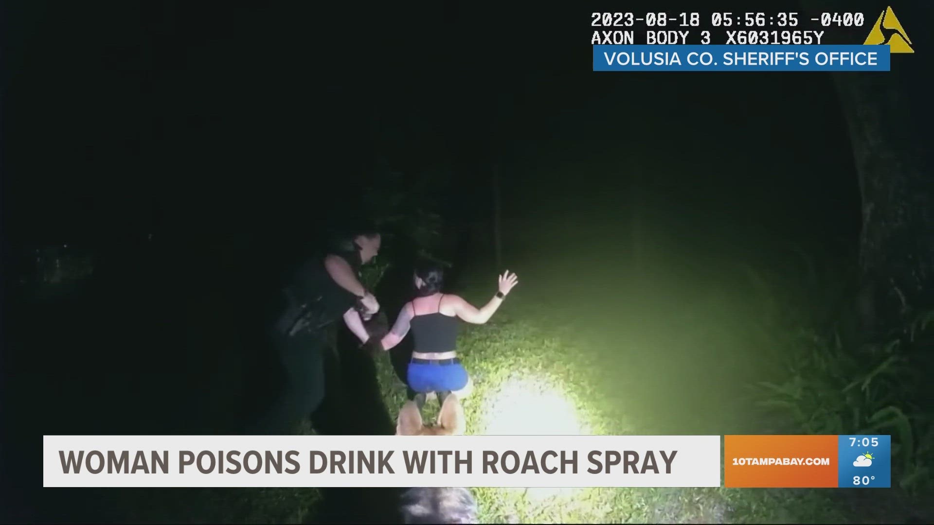 A man was hospitalized after a woman in Volusia County told him she'd put Raid roach spray in his drink.