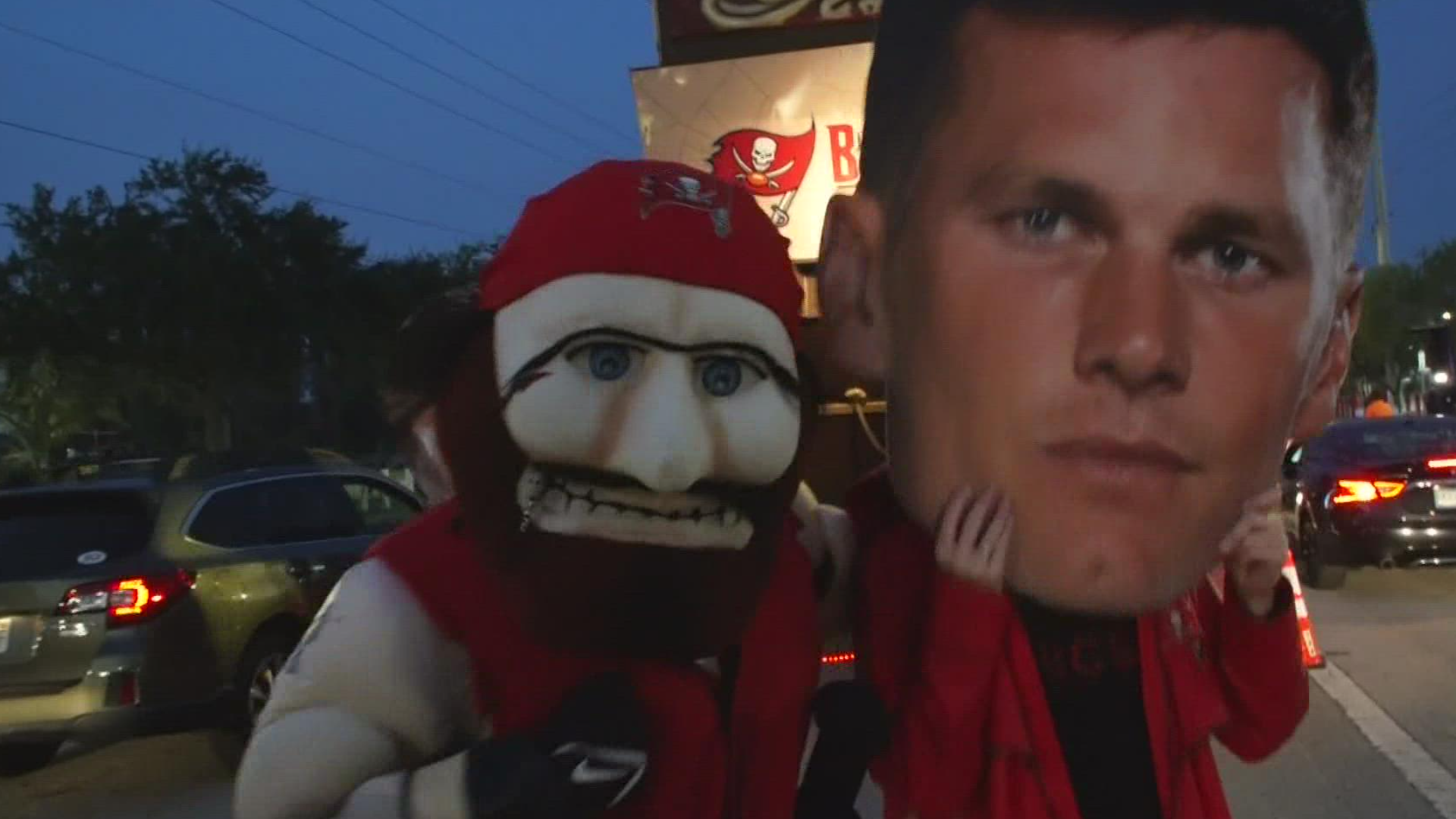 The drive-through event featured Bucs cheerleaders, Captain Fear, the Buc Beat Line and more.