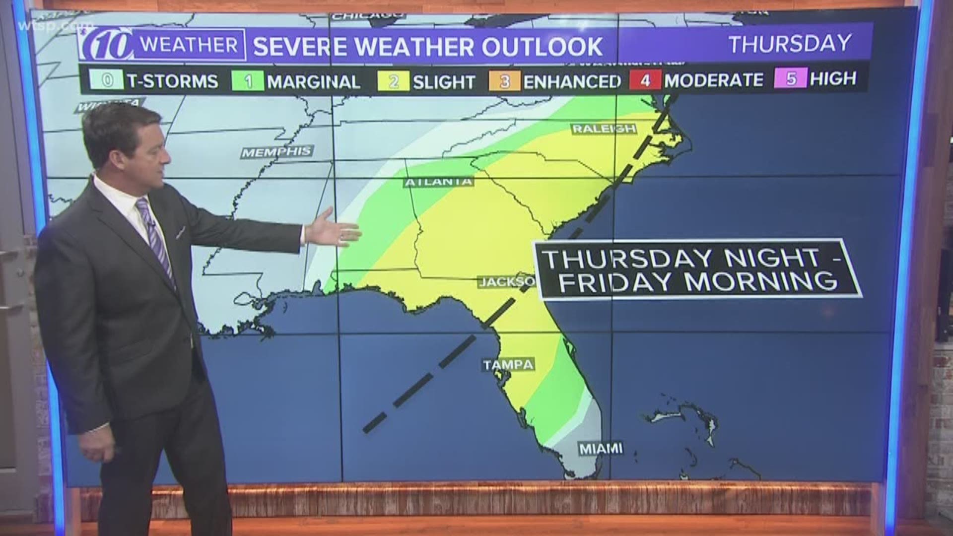 An overnight storm threat, plus severe weather in the mix, is likely in the works later this week for much of Florida.