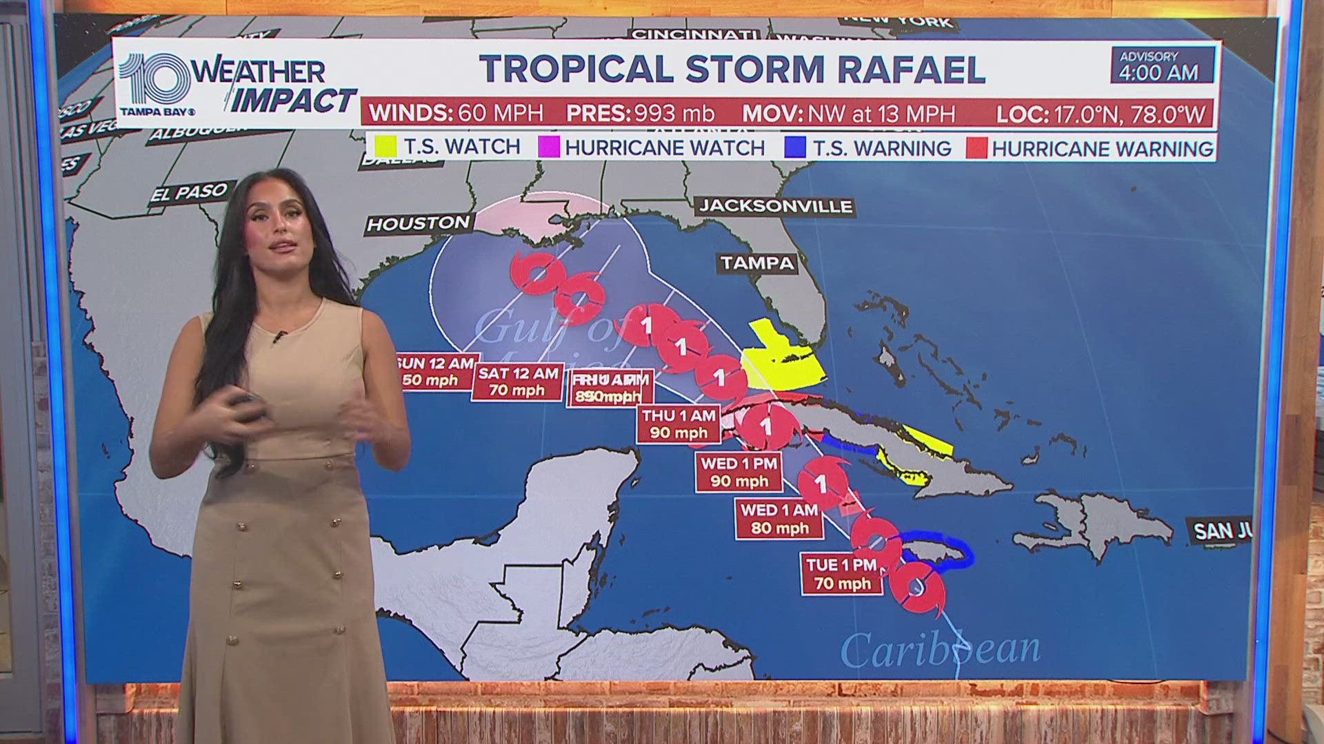 Models show that Wednesday into Thursday, the storm will push out into the Gulf and interact with much cooler waters.