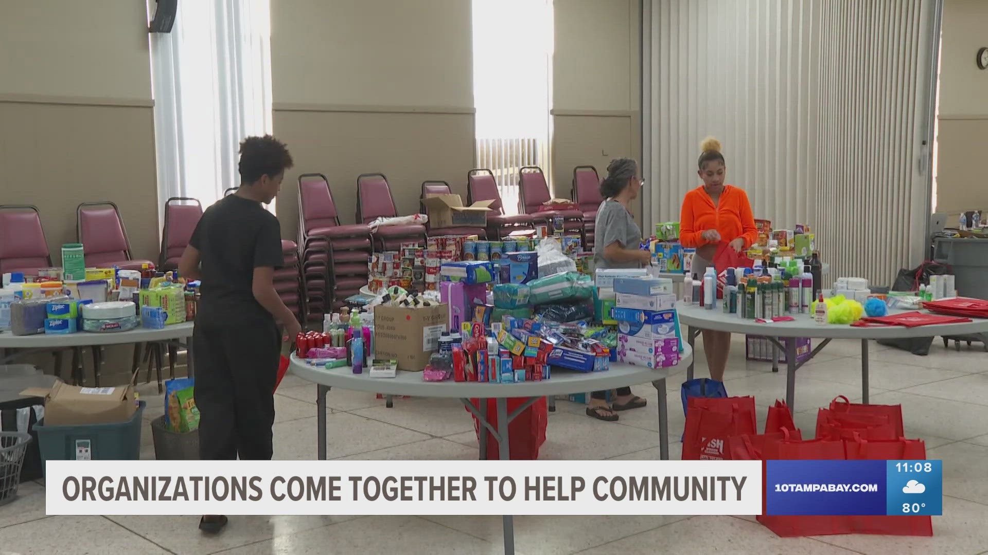 Our Lady Queen of Peace has set up a center for people to get hygiene products, non-perishable food, baby supplies, water and more.