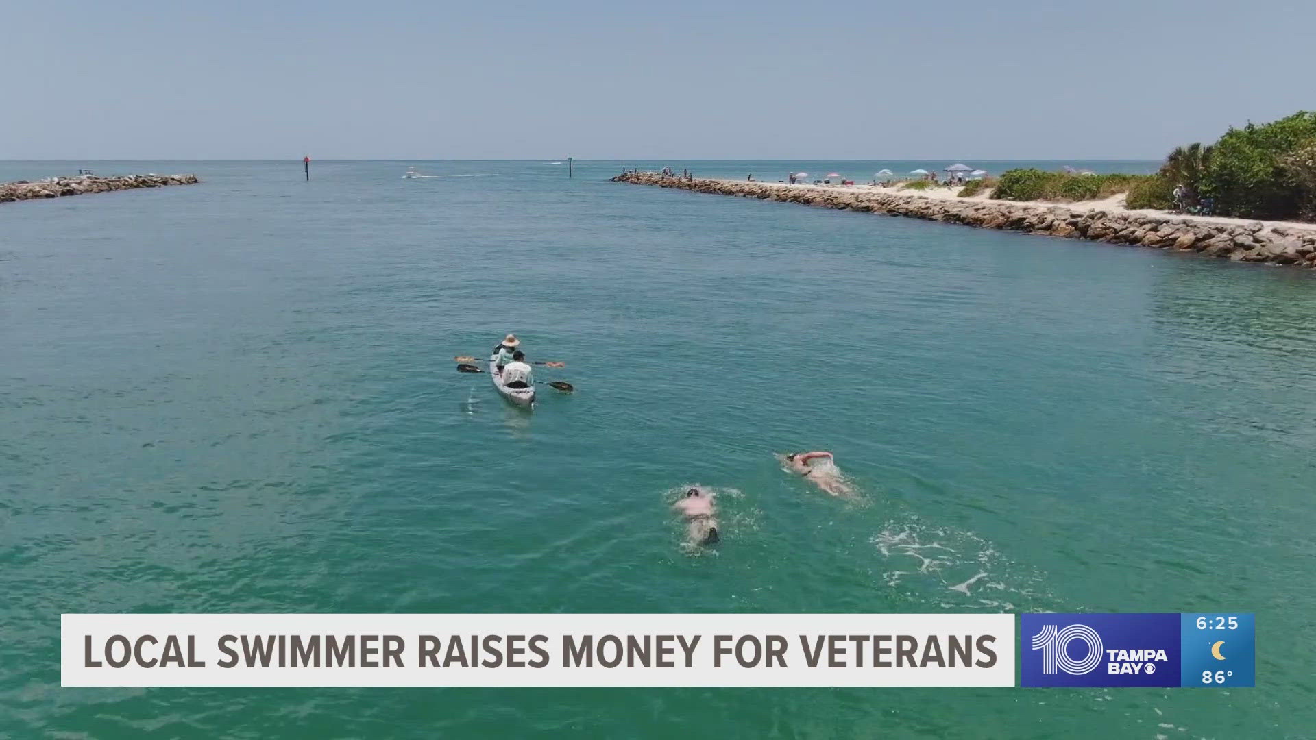 Julie Madison swam for more than 18 hours in her attempt to go around Siesta Key.