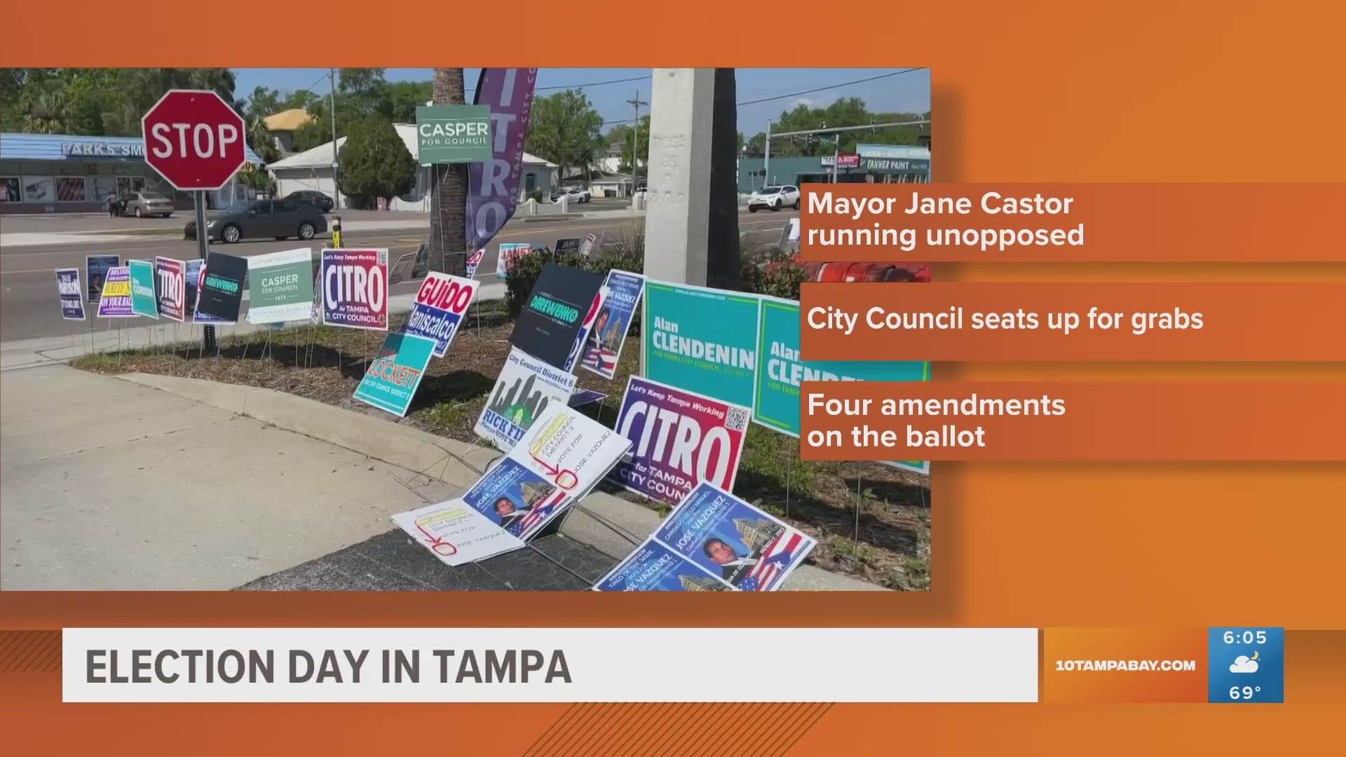 Aside from Tampa's mayor and city councilmember seats, four amendments to the city's charter are also on the ballot.