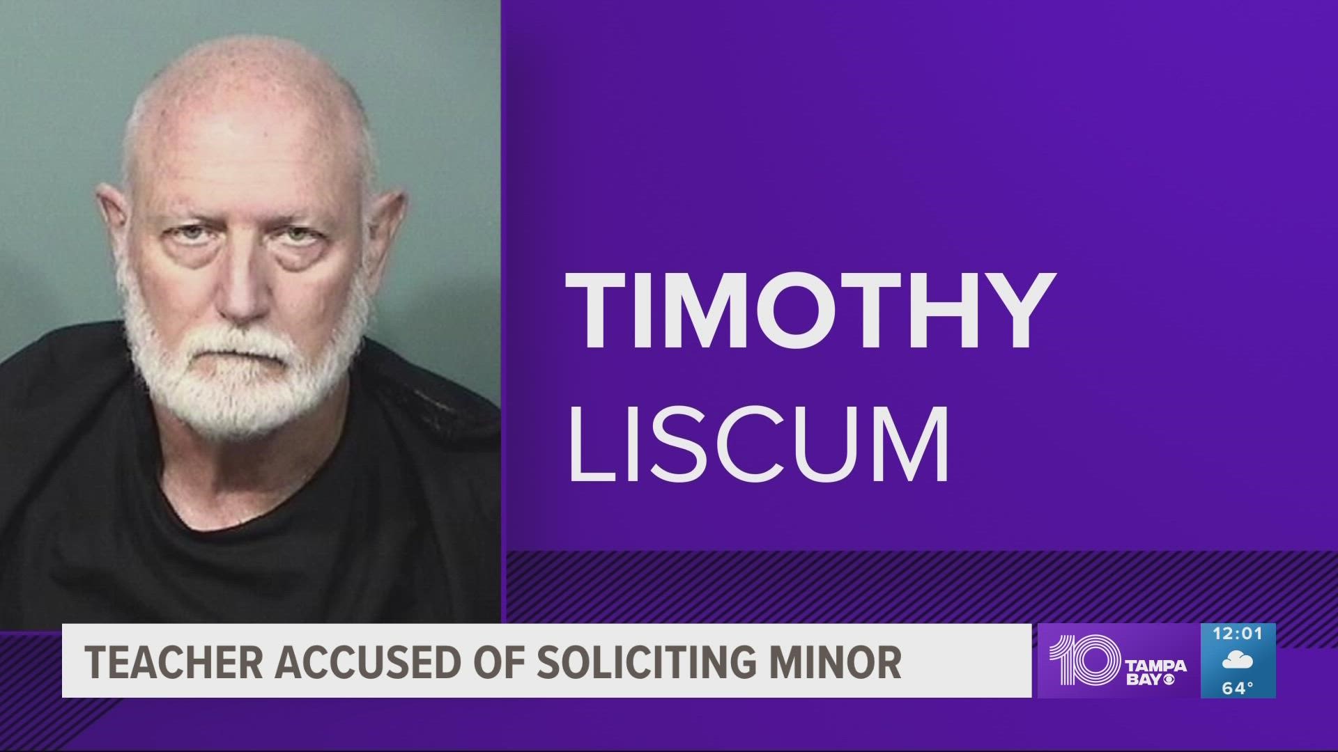 Authorities say Timothy Liscum was arrested after he drove to a location where he believed he was meeting a student for sex.