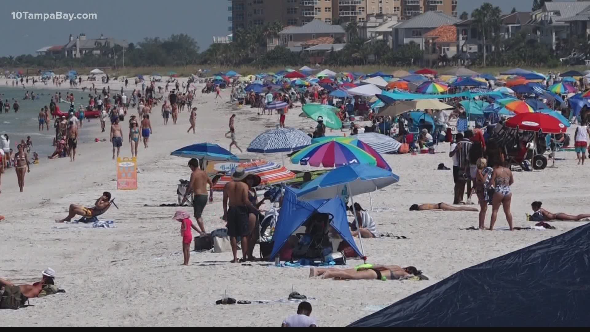 Thousands of people crowded Tampa Bay area beaches on Labor Day.