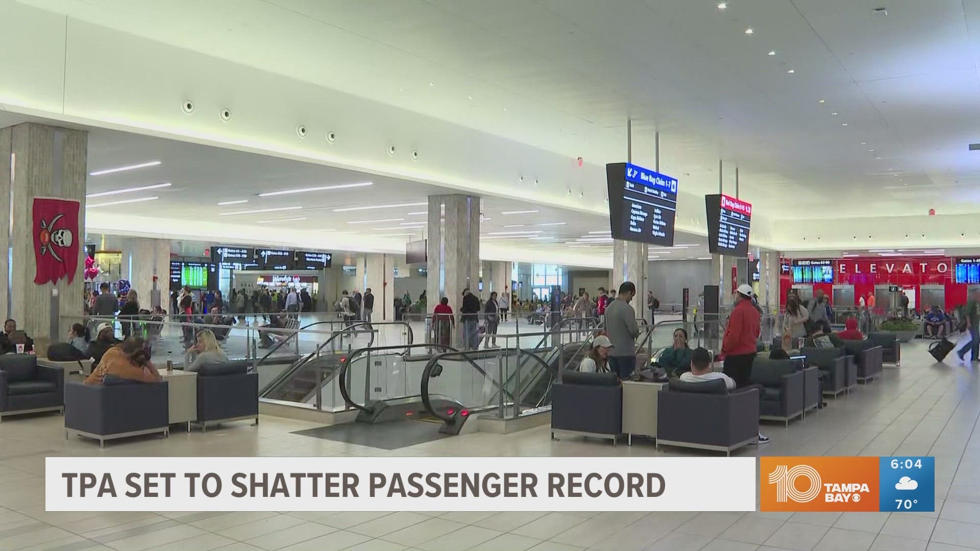 The airport expects more than 100,000 passengers to go through the airport on peak days.