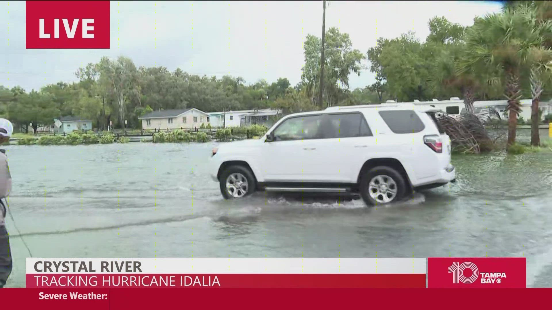 Roads are either closed or totally submerged in water, or both. In Crystal River, the water is rising and expected to get worse.