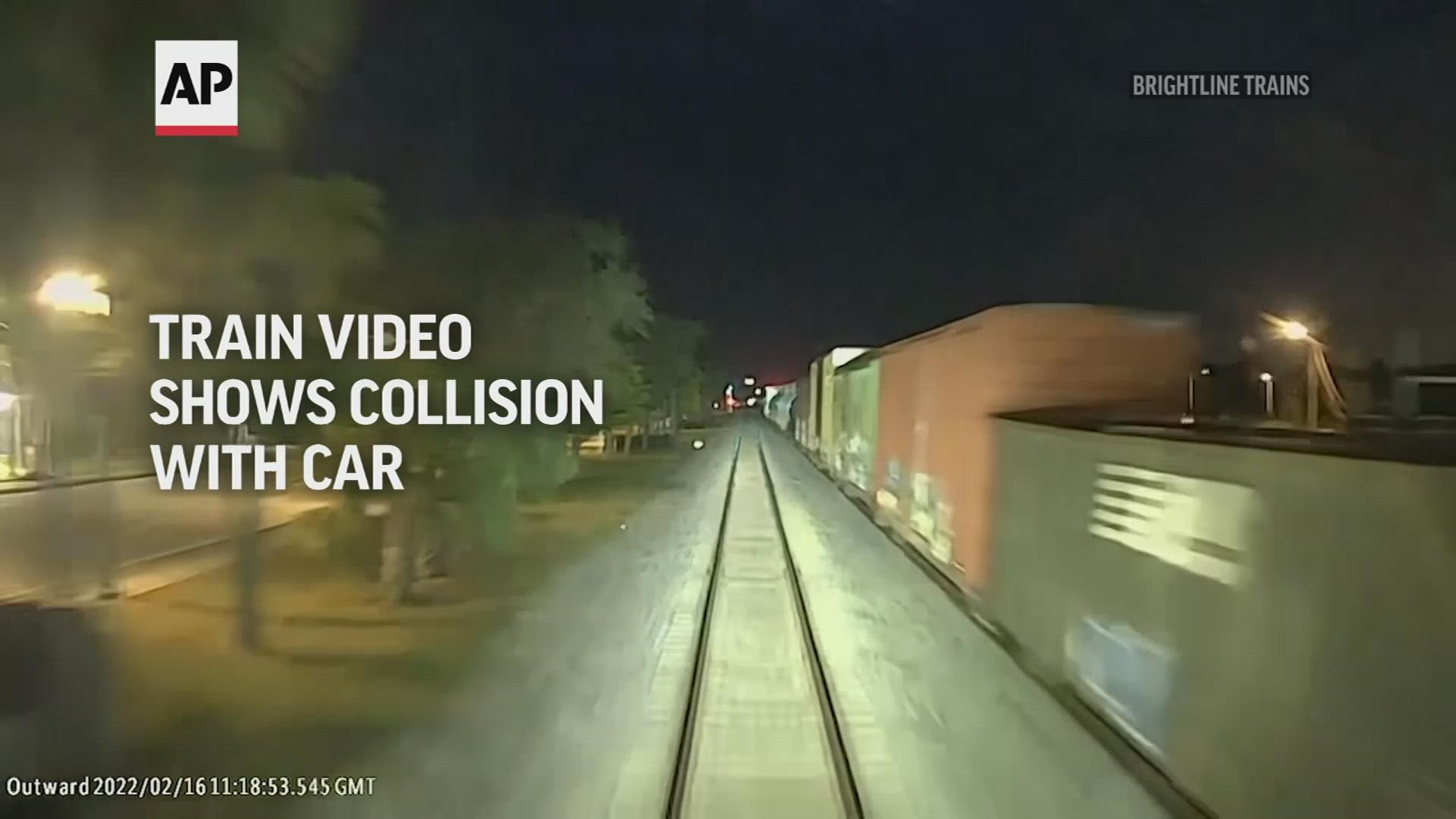A Brightline video shows a driver going around a crossing gate into the path of the train on Wednesday.