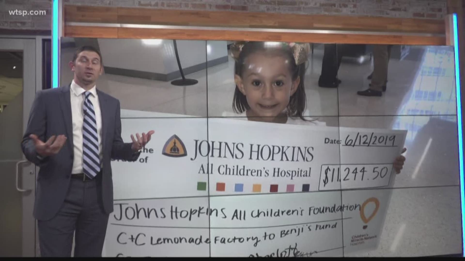 The young cancer survivor got a huge surprise from two viewers after our story on her fundraising lemonade stand aired in June. https://bit.ly/2SuHp29