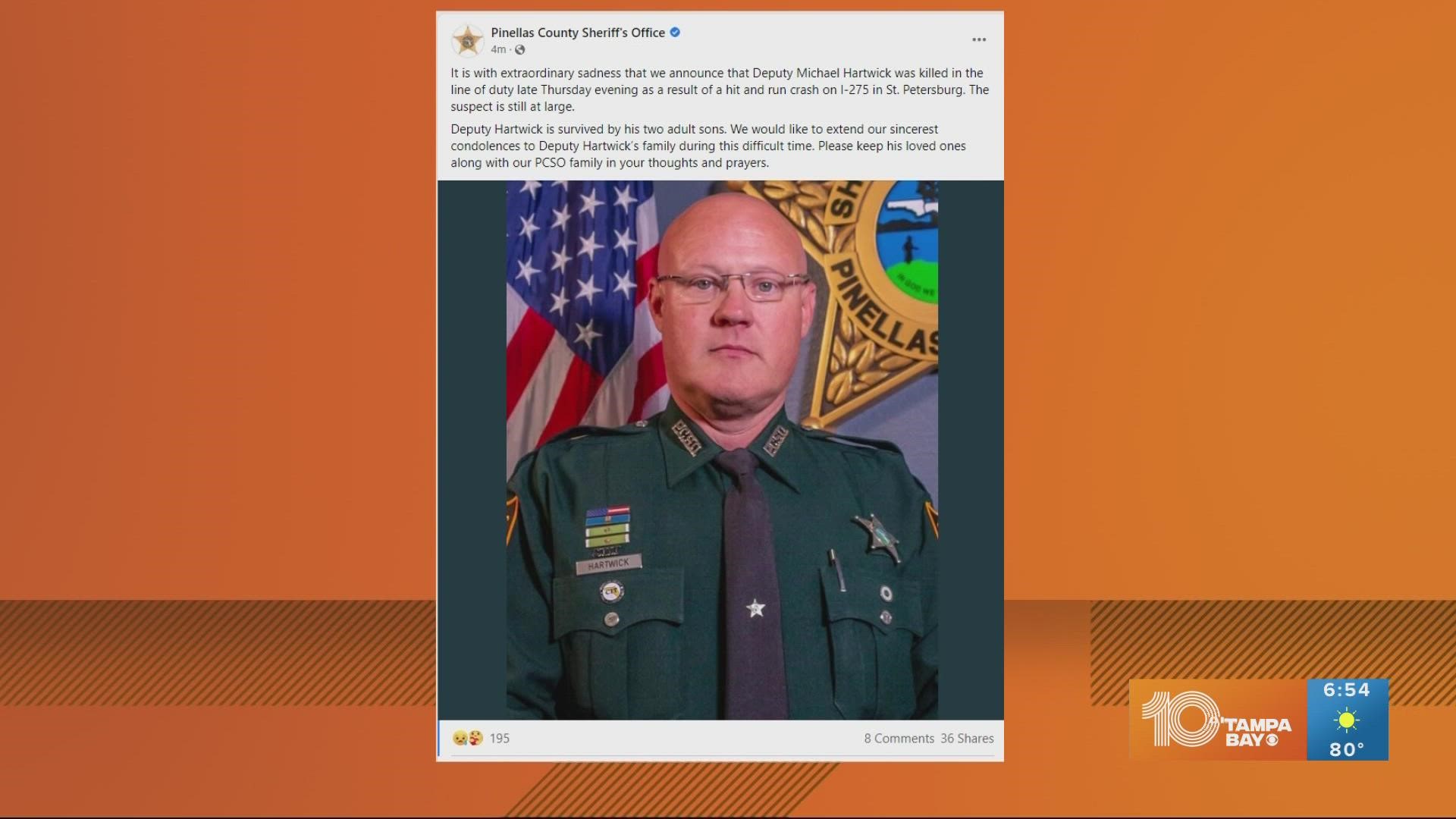 A Pinellas County Sheriff's Office deputy was killed in a deadly hit-and-run crash on I-275 in St. Petersburg.