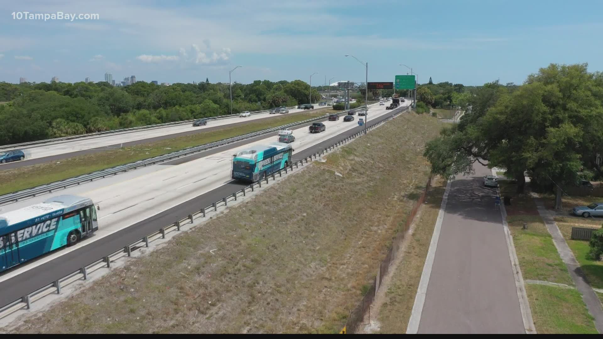 The Bus-on-Shoulder project includes newly widened and hardened shoulders on northbound and southbound I-275.