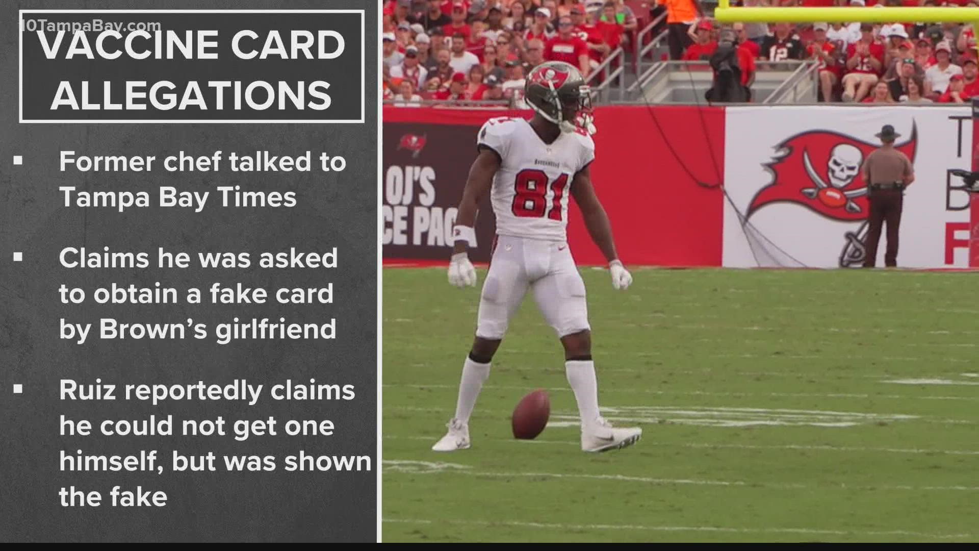 Report: Former chef says Bucs' Antonio Brown purchased fake COVID-19  vaccine card