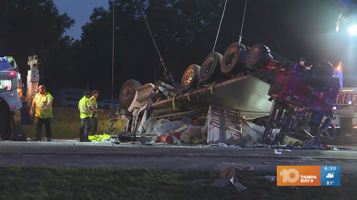 Crash involving overturned semitruck shuts down westbound I4 in