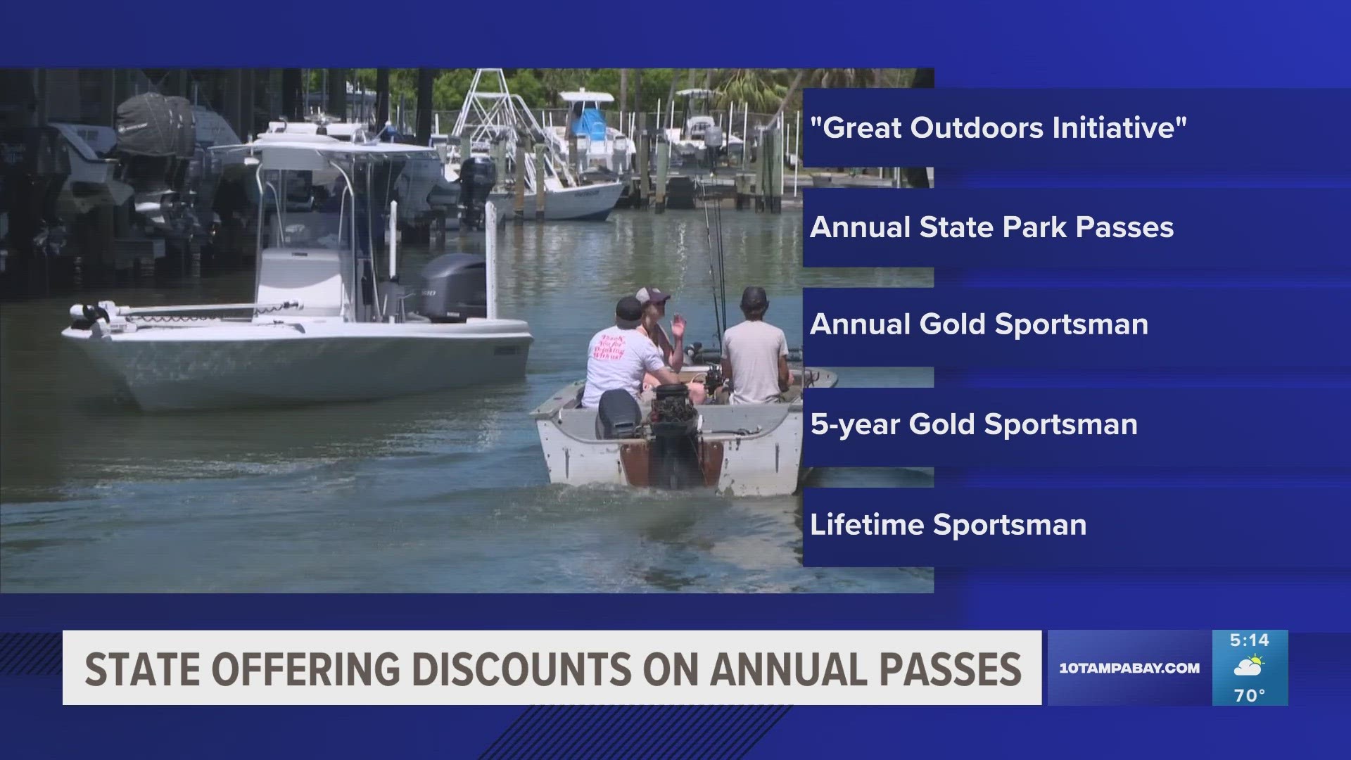 Over the next three months, annual passes to the state parks and fishing licenses will be discounted.