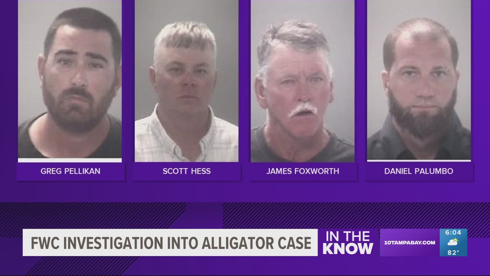 All four of the men have been charged with illegal take of an alligator.