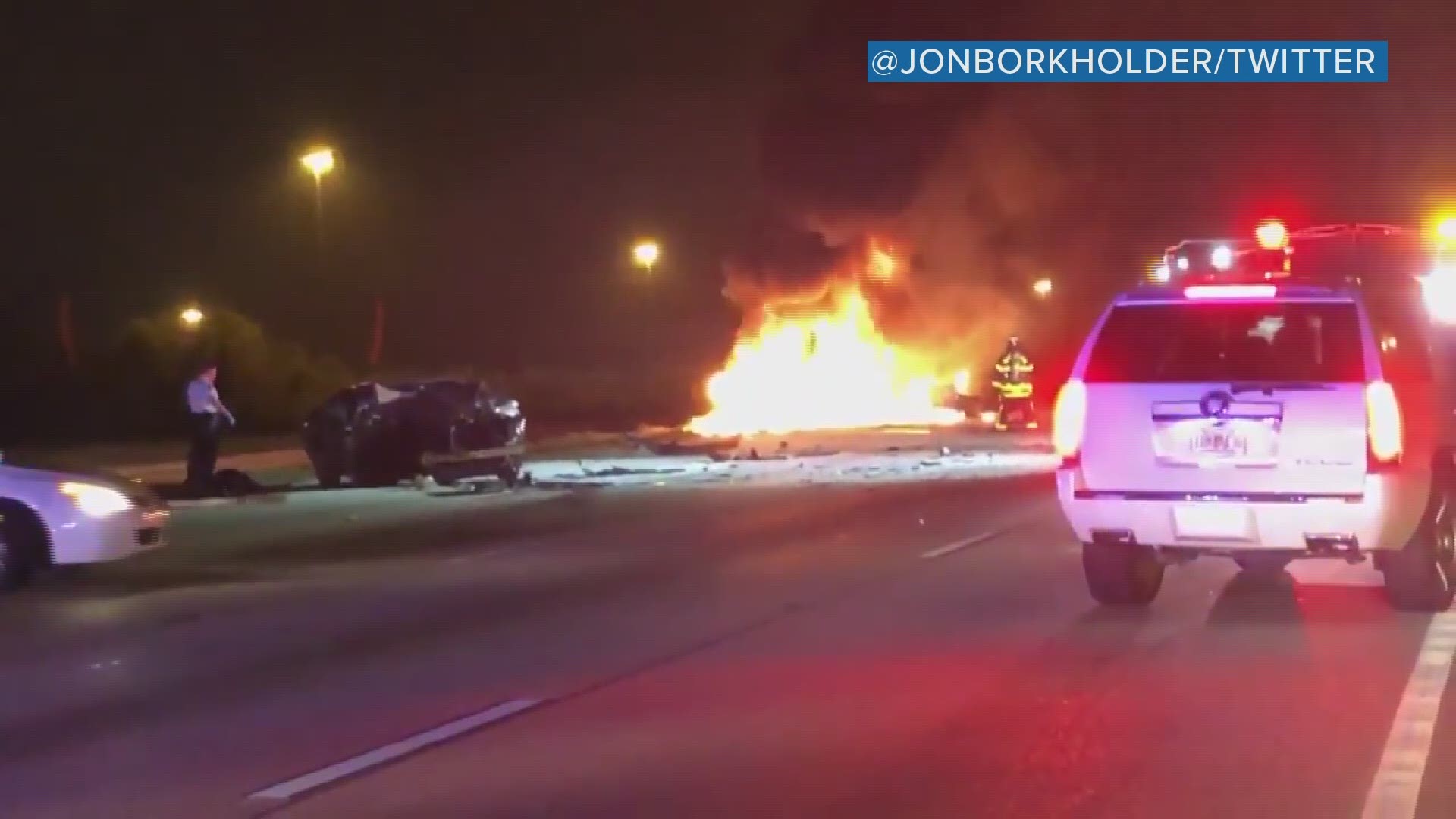 A fiery crash on southbound Interstate 75 near U.S. 301 shut down the highway early Sunday, Feb. 24, 2019.