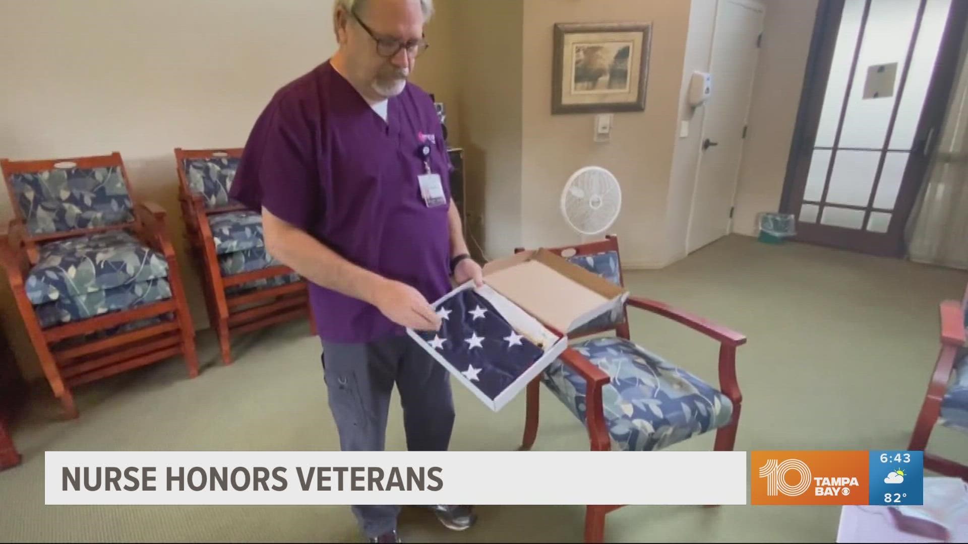 Local crisis care nurse Raymond Kruse makes sure veterans are honored with a U.S. flag when they pass away.