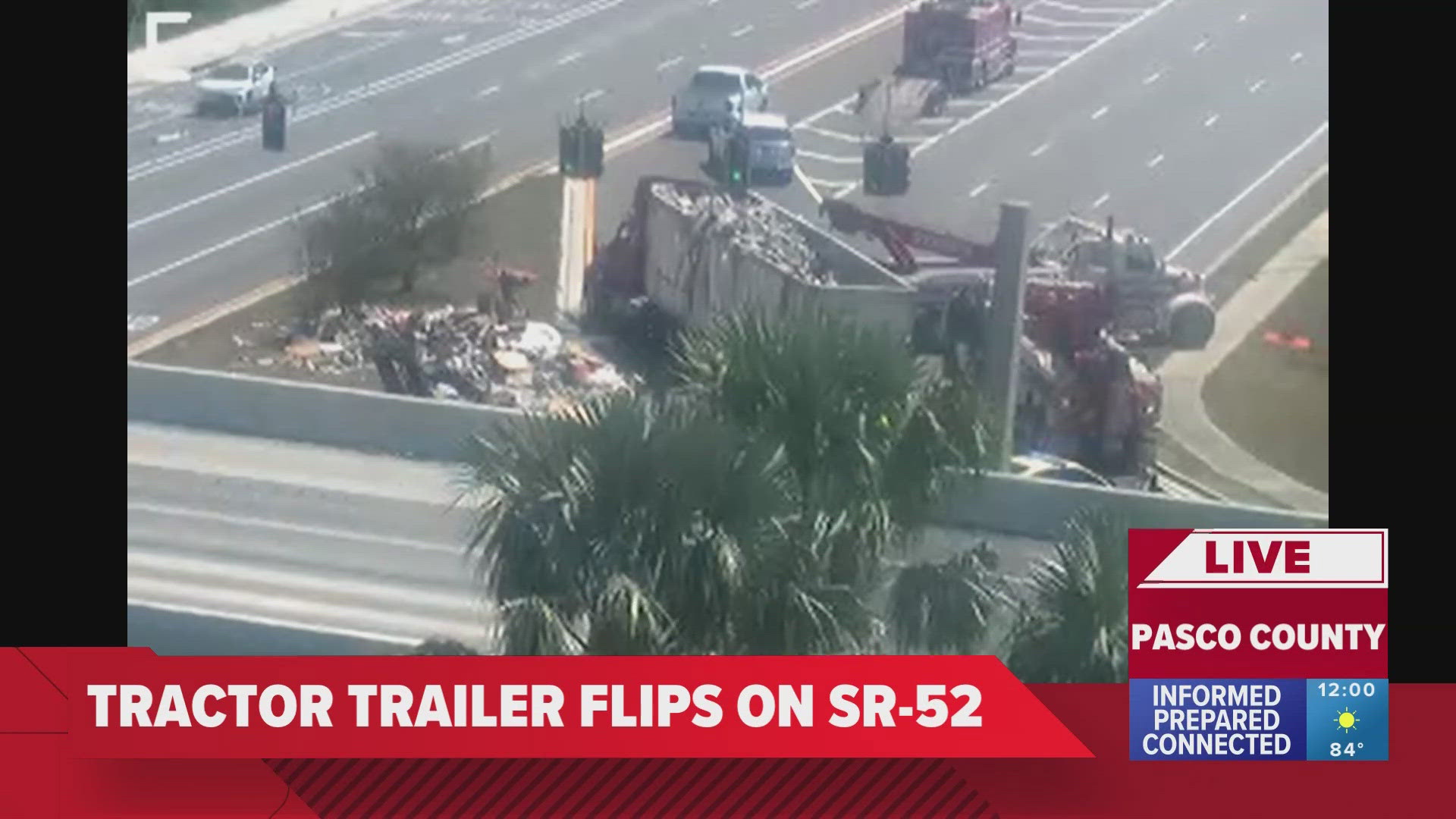 Semi-truck flips over, blocks eastbound lanes on State Road 52 in Pasco ...