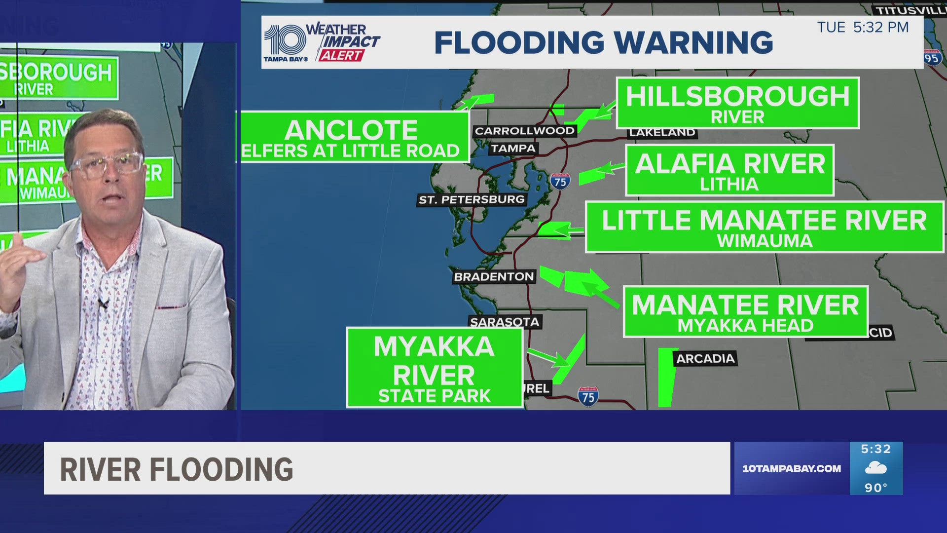 Here's what the water levels look like across the Tampa Bay area that was hit by Hurricane Debby.