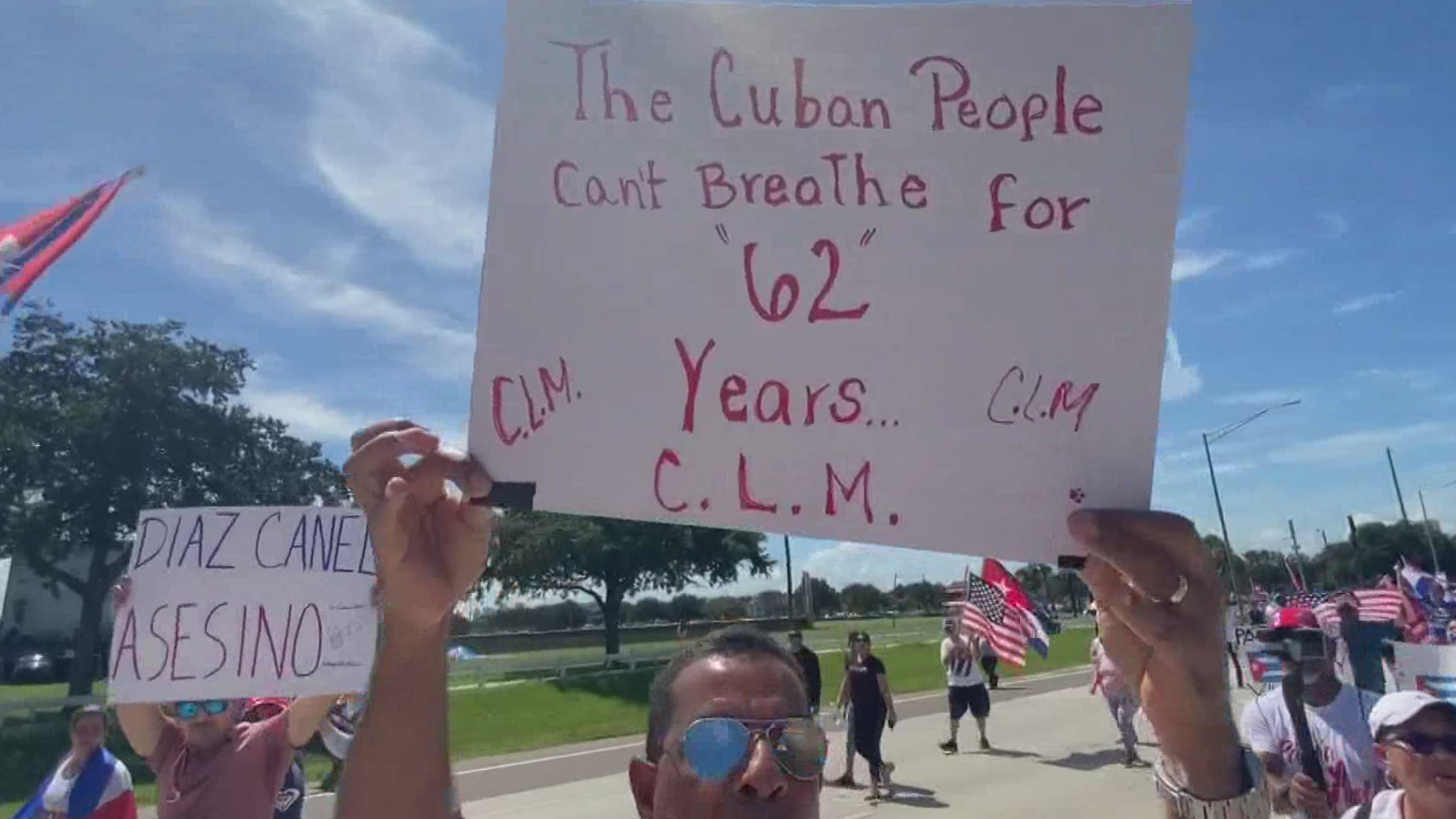 Protesters say the communist Cuban government is to blame for food and vaccine shortages, creating dangerous living situations.