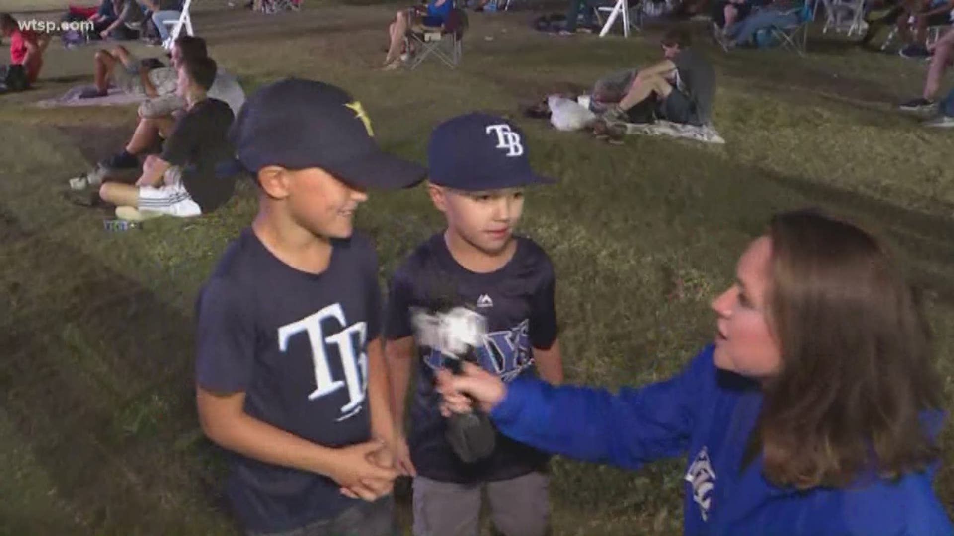 Tampa Bay Rays fans gathered at Curtis Hixon Park to watch the Rays take on the Houston Astros in Game 2.