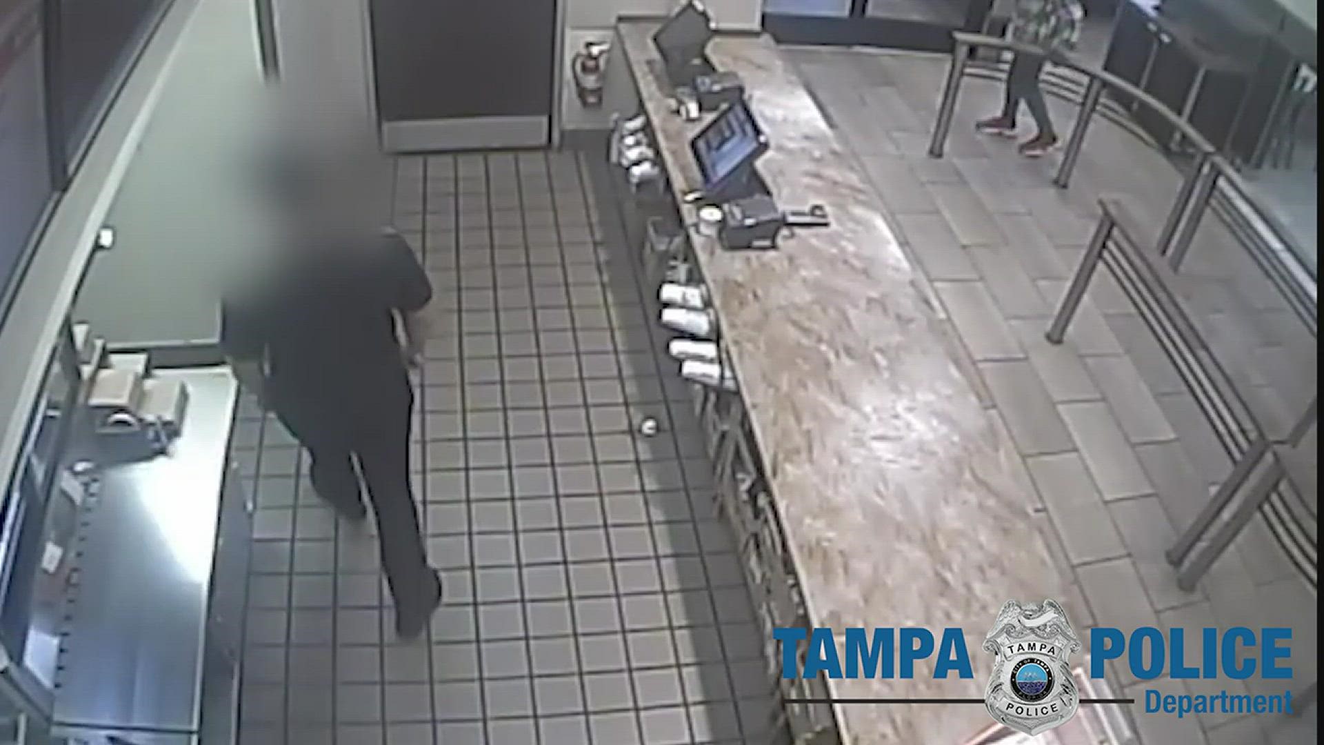 The man demanded free food from the employees while threatening them with pliers, Tampa Police Department said.