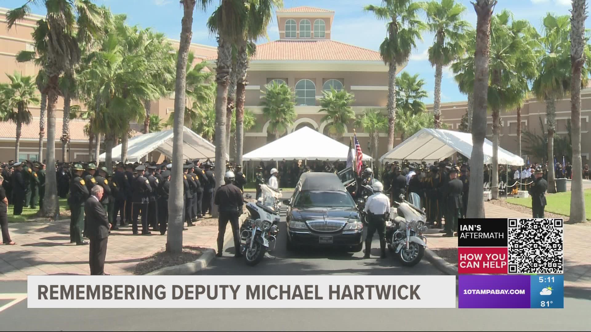 The funeral service was followed by a 21-gun salute, a riderless horse, a last call and a fly-over.