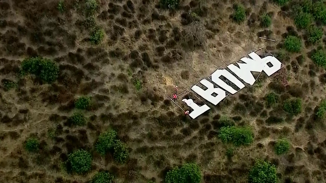 Los Angeles dismantles pro-Trump Hollywood sign-style letters near