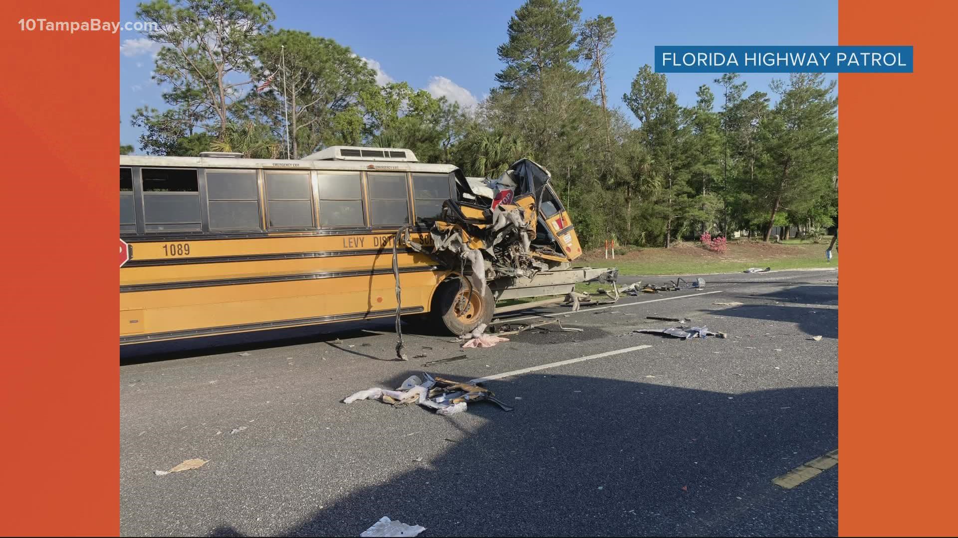The FHP said 10 students were aboard the bus at the time of the crash.