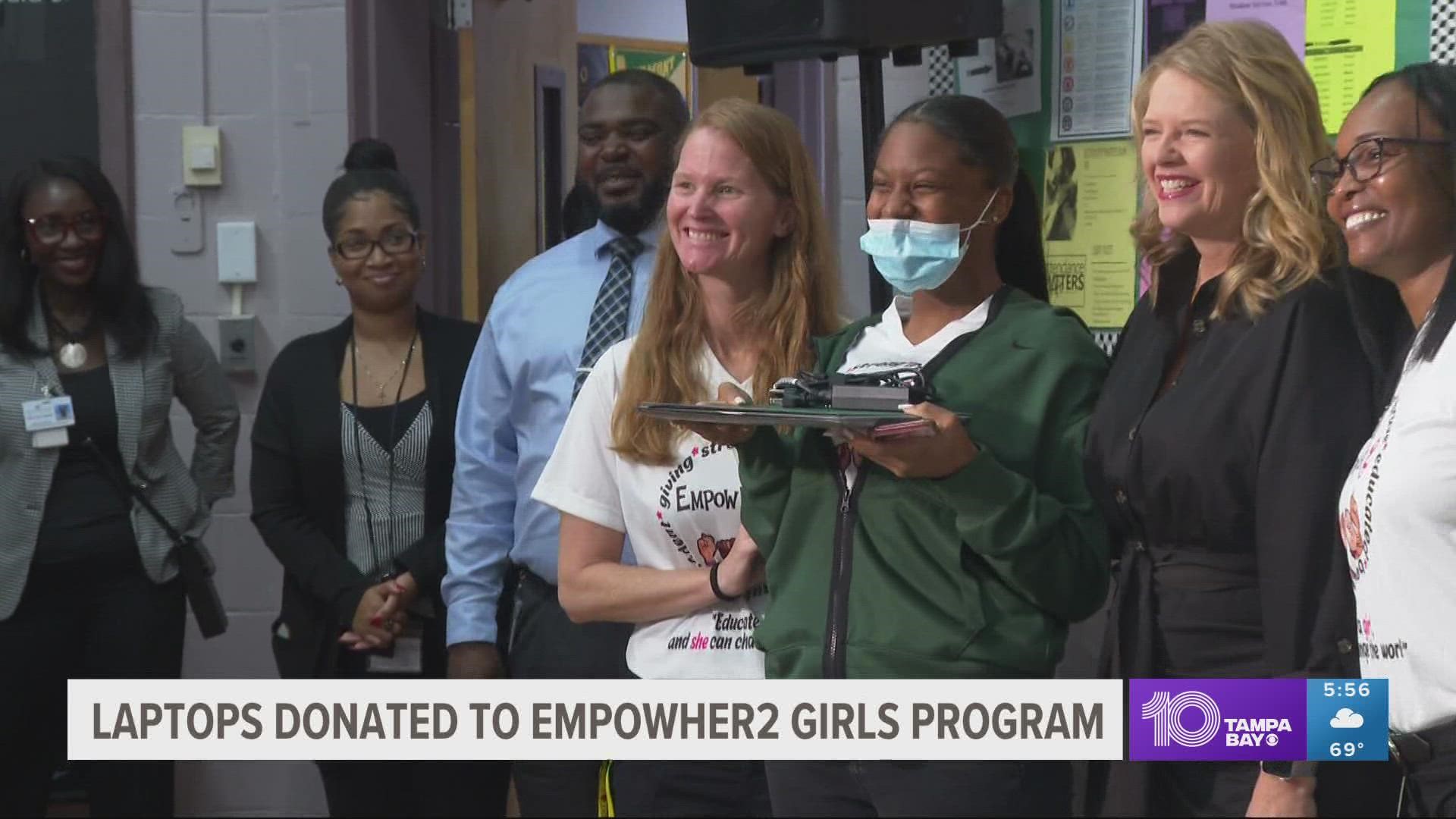 The recipients are part of the school district's "EmpowHer2" program aimed to help students succeed.