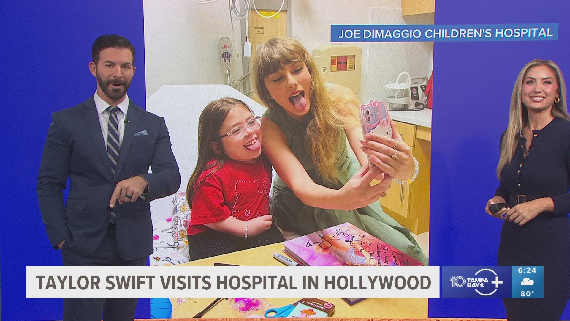 The singer was spotted at a South Florida hospital taking selfies, signing merchandise and interacting with fans. 