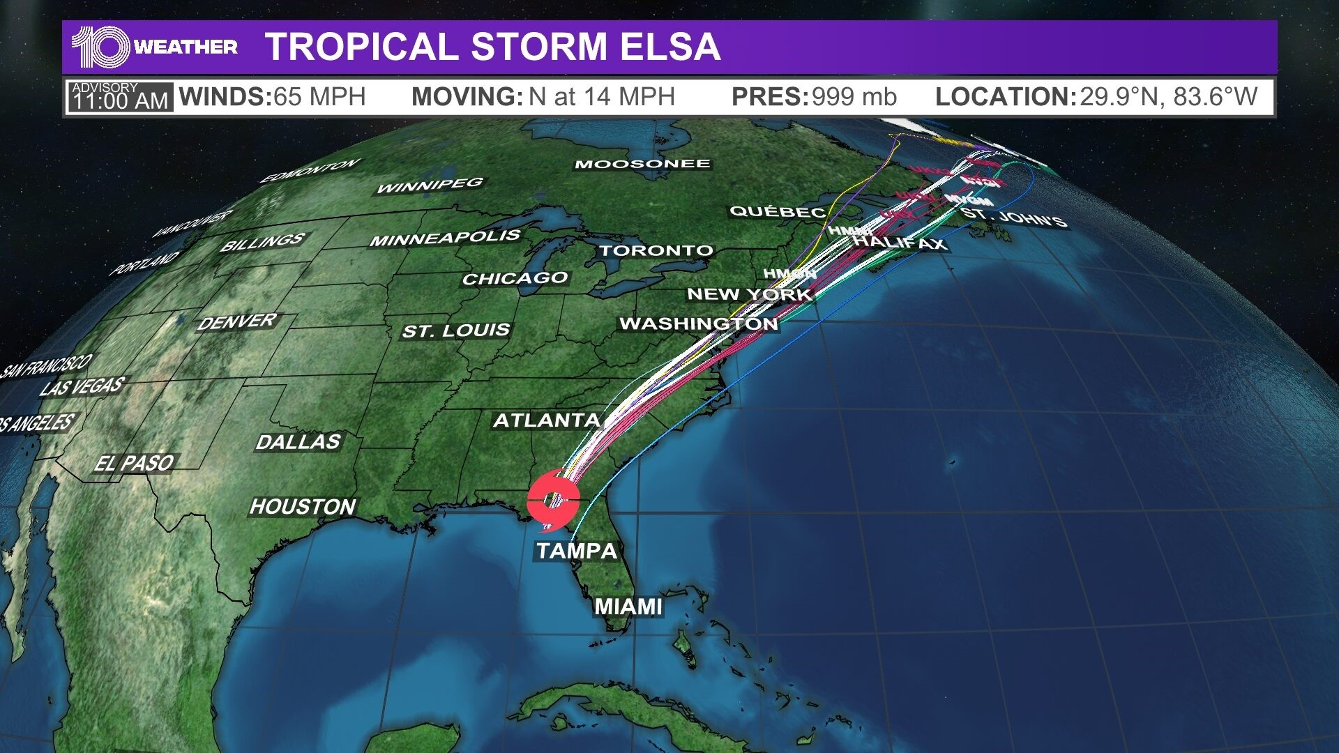 Tropical Storm Elsa spaghetti models, hurricane watch, track