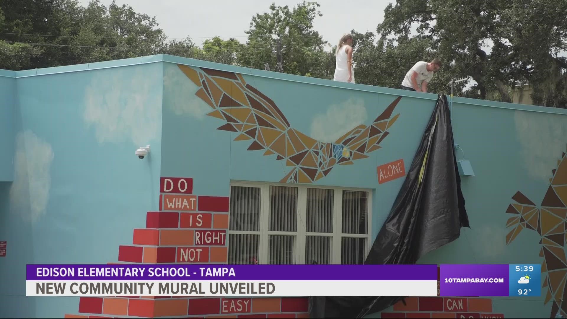 The Tampa Foundation unveiled this mural Friday that was part of a school beautification project over the summer.