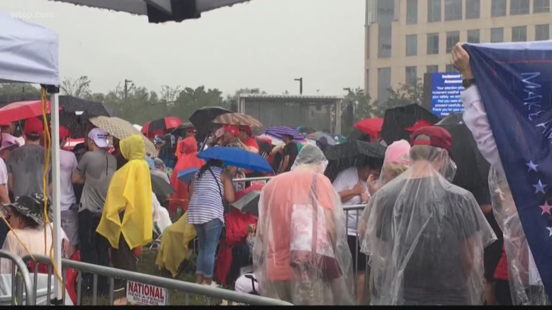 President Donald Trump supporters waited through rain and scorching heat before getting inside his Orlando rally. Florida residents came from all over the state to hear the president make an announcement for a 2020 run.