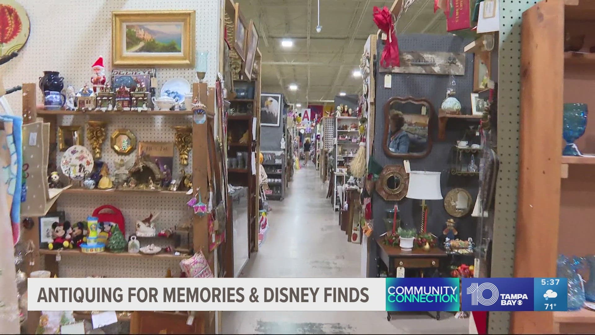 Rare Disney collectibles line the aisles of the Lakeland Antique Mall.