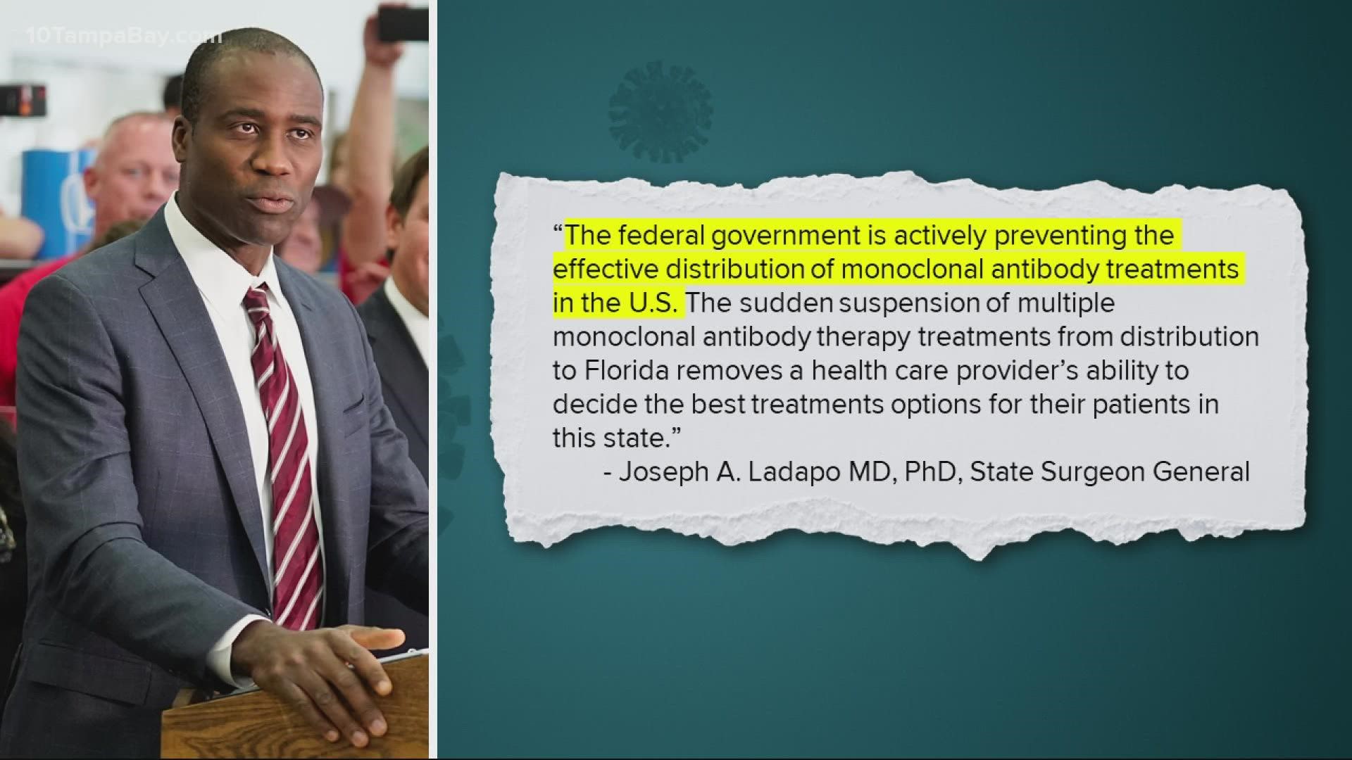 In a letter addressed to the Department of Health and Human Services, the state's surgeon general says there is a "life-threatening shortage of treatment options."