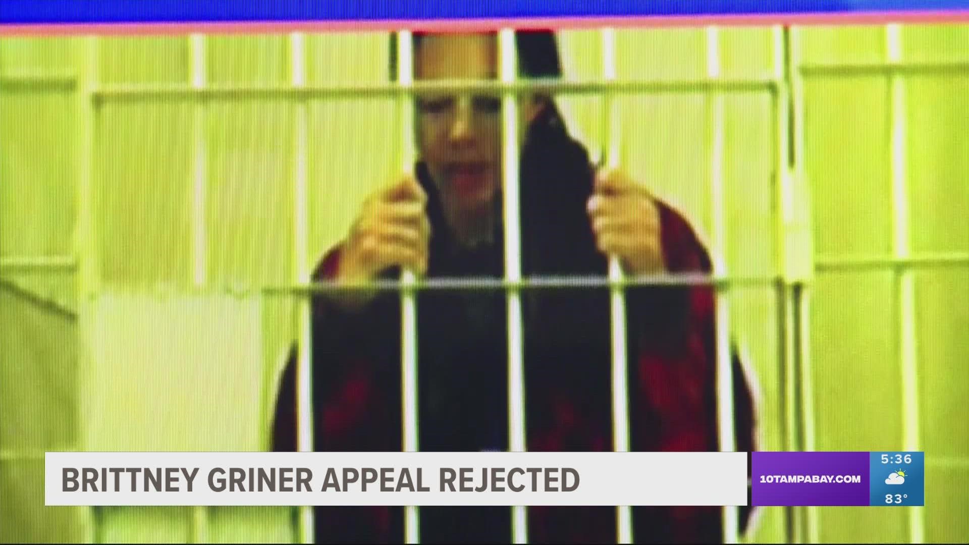 Brittney Griner took part in the court hearing via video call from a penal colony outside Moscow where she is imprisoned.