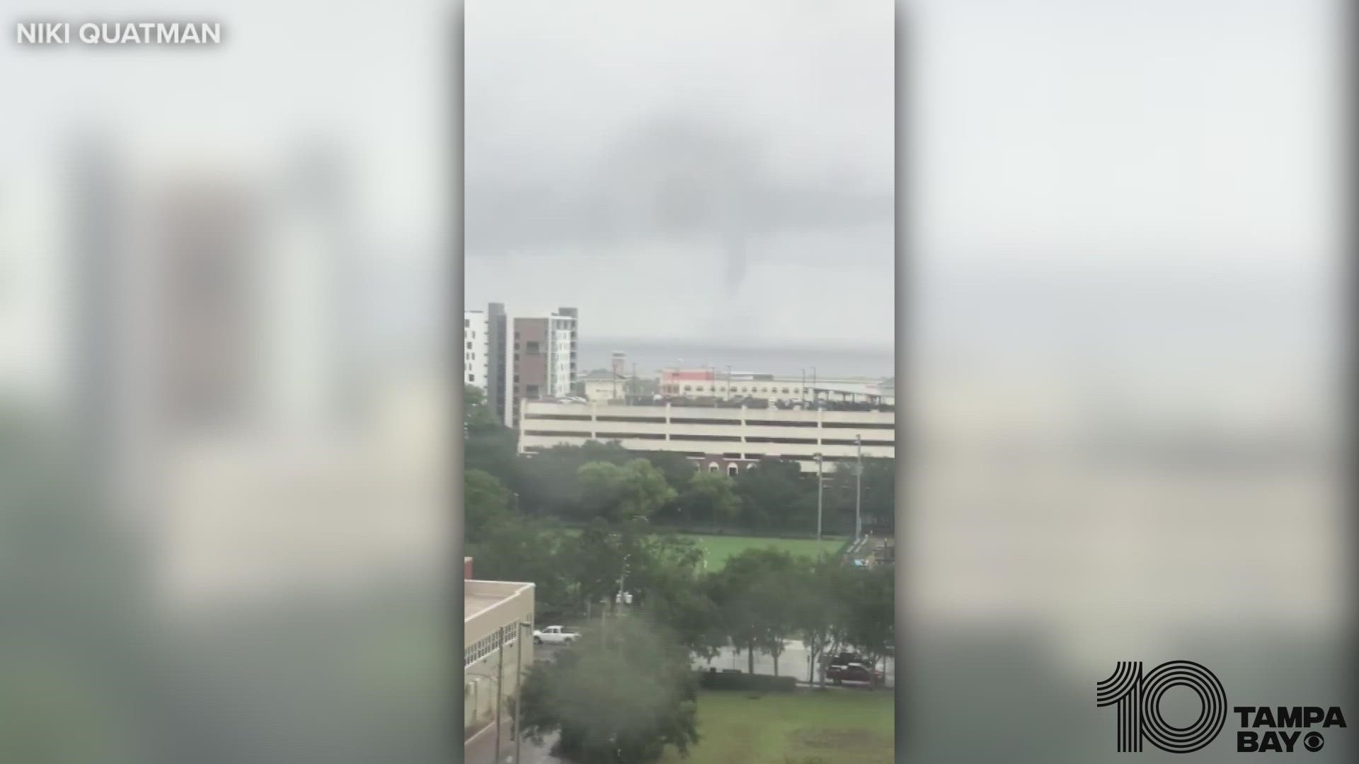 As severe weather threatened much of the Tampa Bay region on Thursday, Oct. 28, a viewer spotted a waterspout over Tampa Bay from Johns Hopkins All Children's.