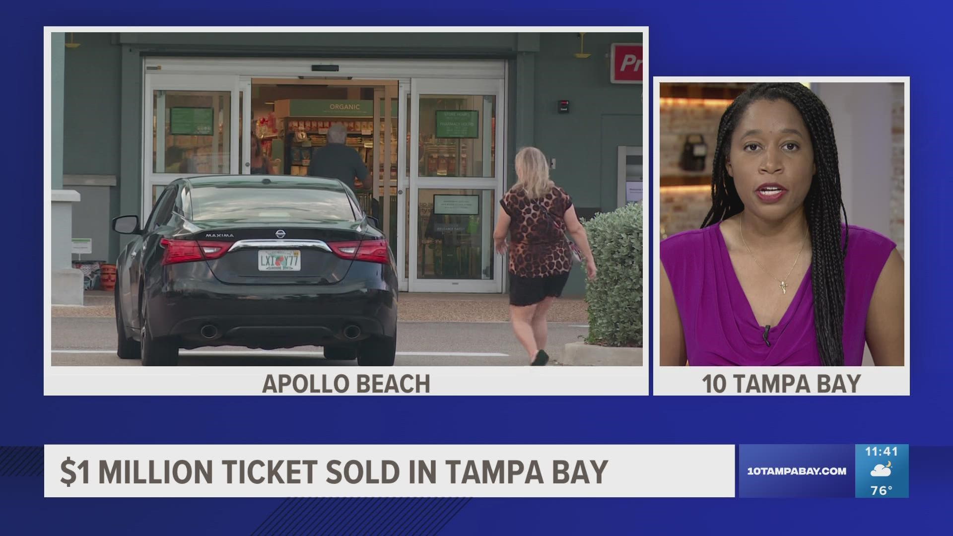 The Florida Lottery says the winning ticket was purchased from a Publix in Apollo Beach.