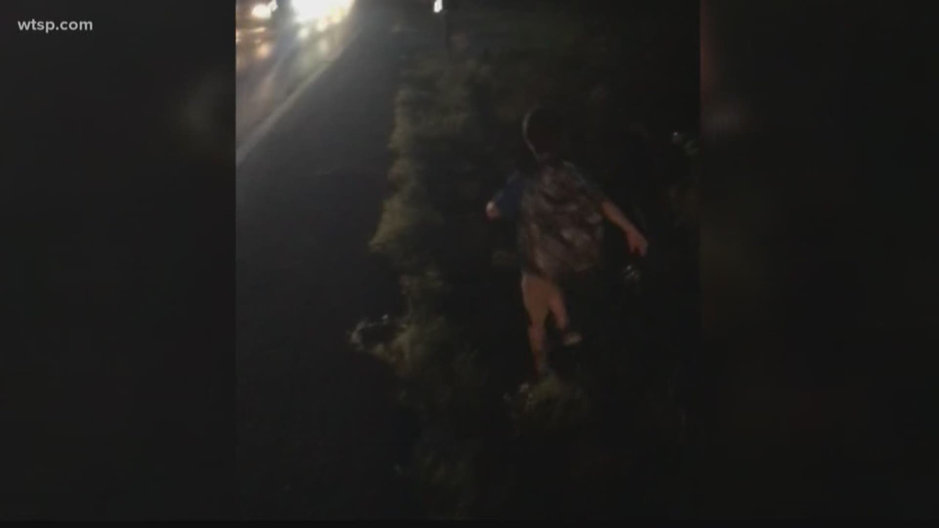 Samuel Morris posted a Facebook video showing his son running along Gunn Highway to get to his bus stop. There's no sidewalk and there are no street lights.