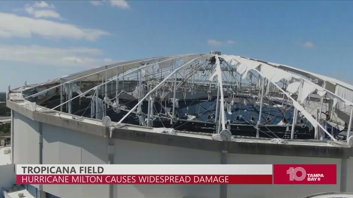 A Look At The Damaged Tropicana Field Roof In Daylight Following ...