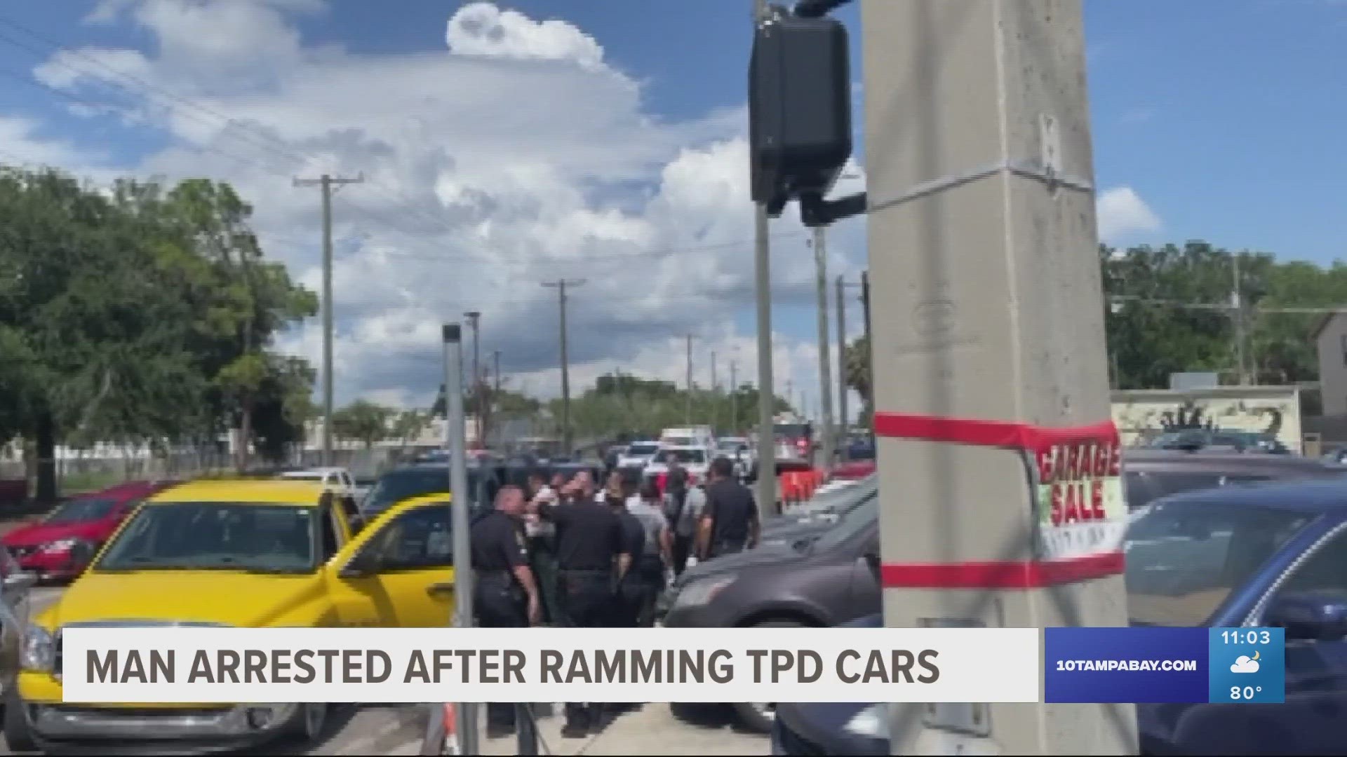 The driver, a 54-year-old man, is accused of leading authorities on a chase before ramming his Dodge Ram pickup truck into Tampa police cars.