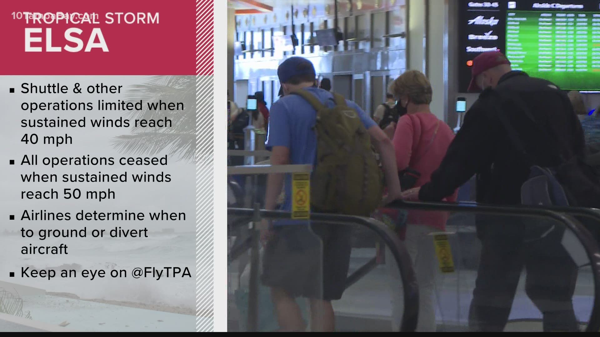 Tampa International Airport plans to suspend some operations as wind speeds increase.