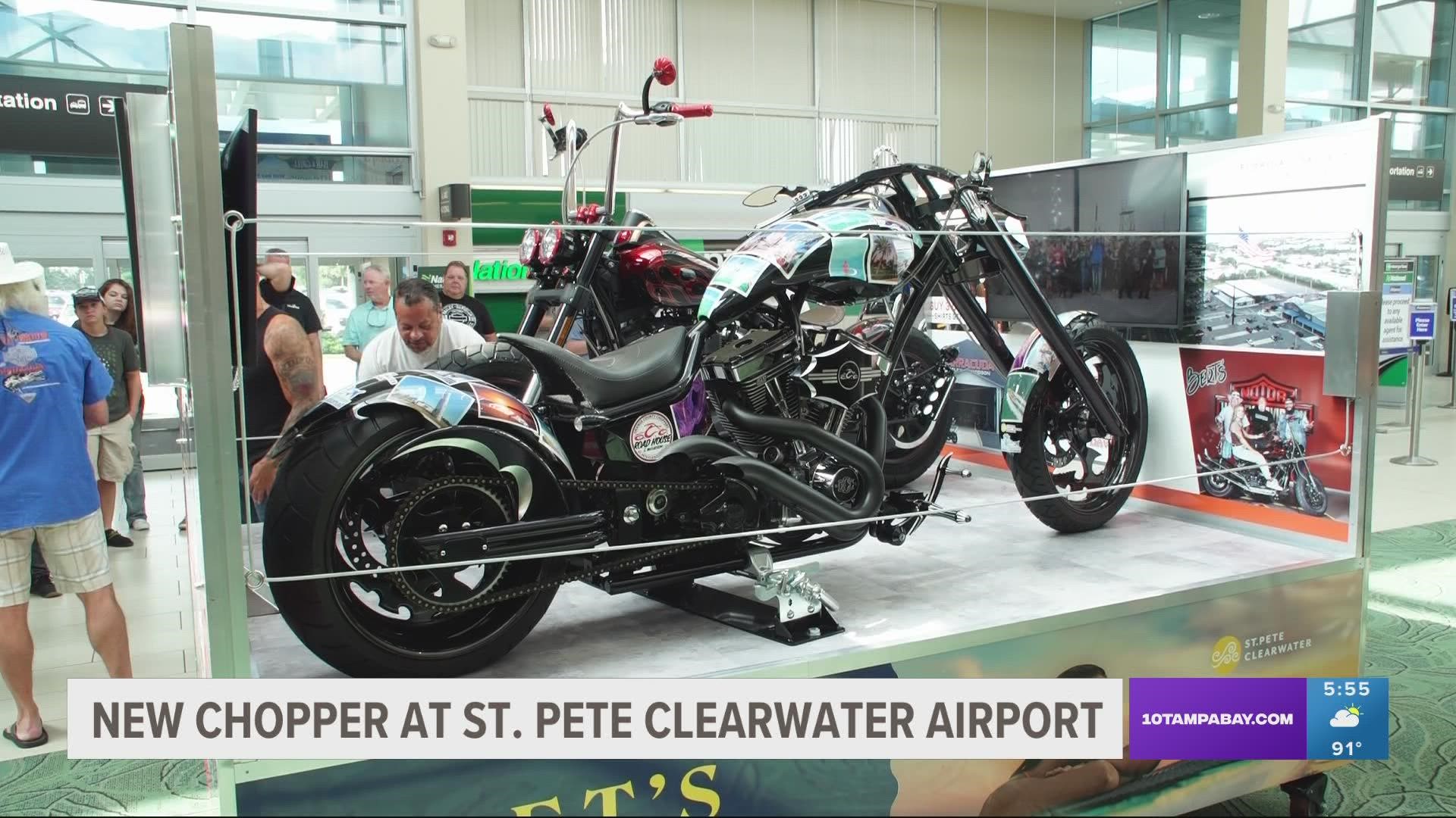 The custom motorcycle will showcase images of locations around the St. Petersburg and Clearwater area.