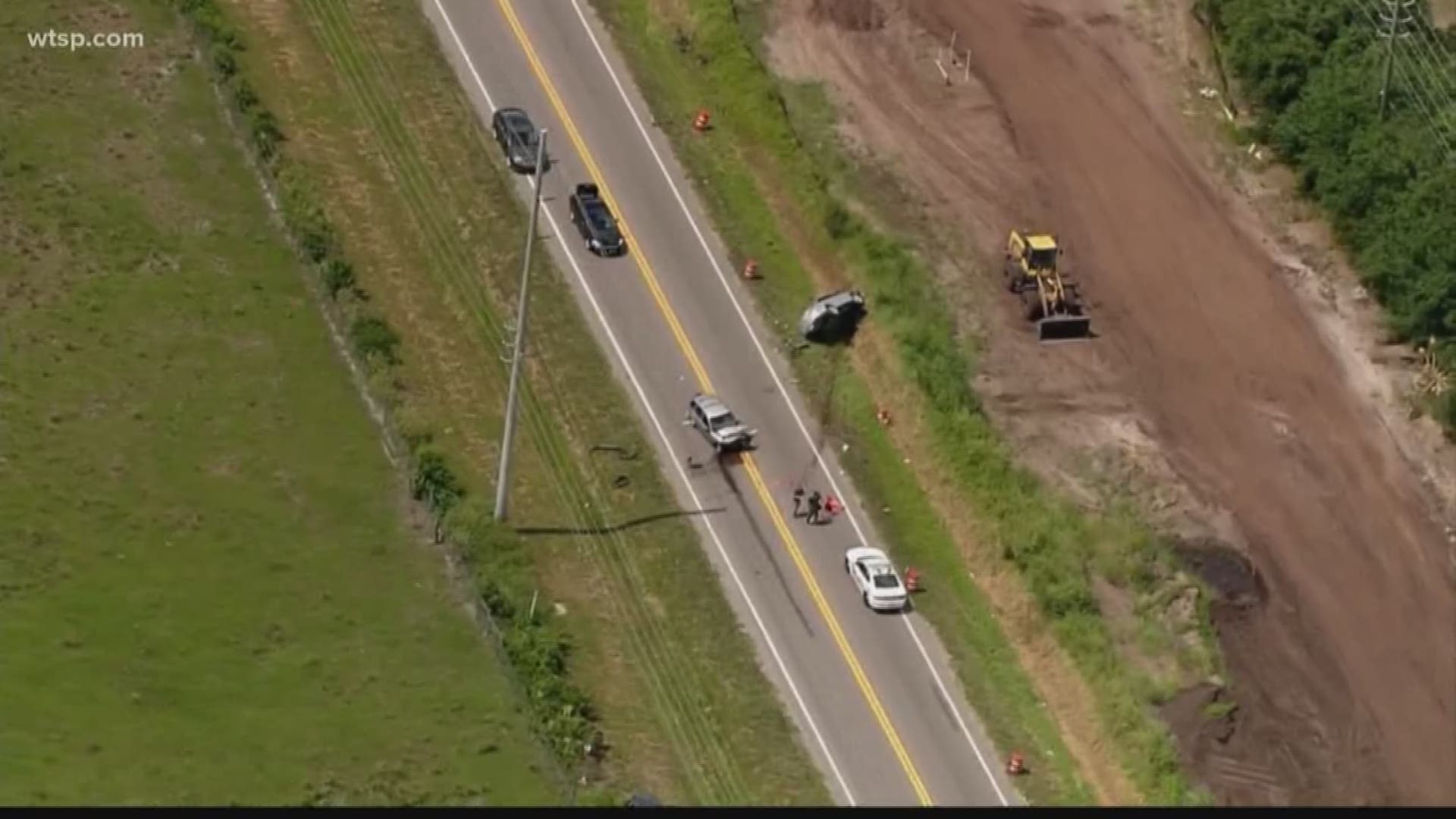 Around 1:30 p.m., the driver of a Kia Sportage stopped in the road southbound on U.S. Highway 301 south of State Road 674. The driver of a Honda CRV, also headed southbound, attempted to swerve right to avoid running into the back of the Kia.

The Honda CRV struck the rear of the Kia, pushing the vehicle left across the double yellow line, and into a Ford Taurus driven by a Hillsborough detective