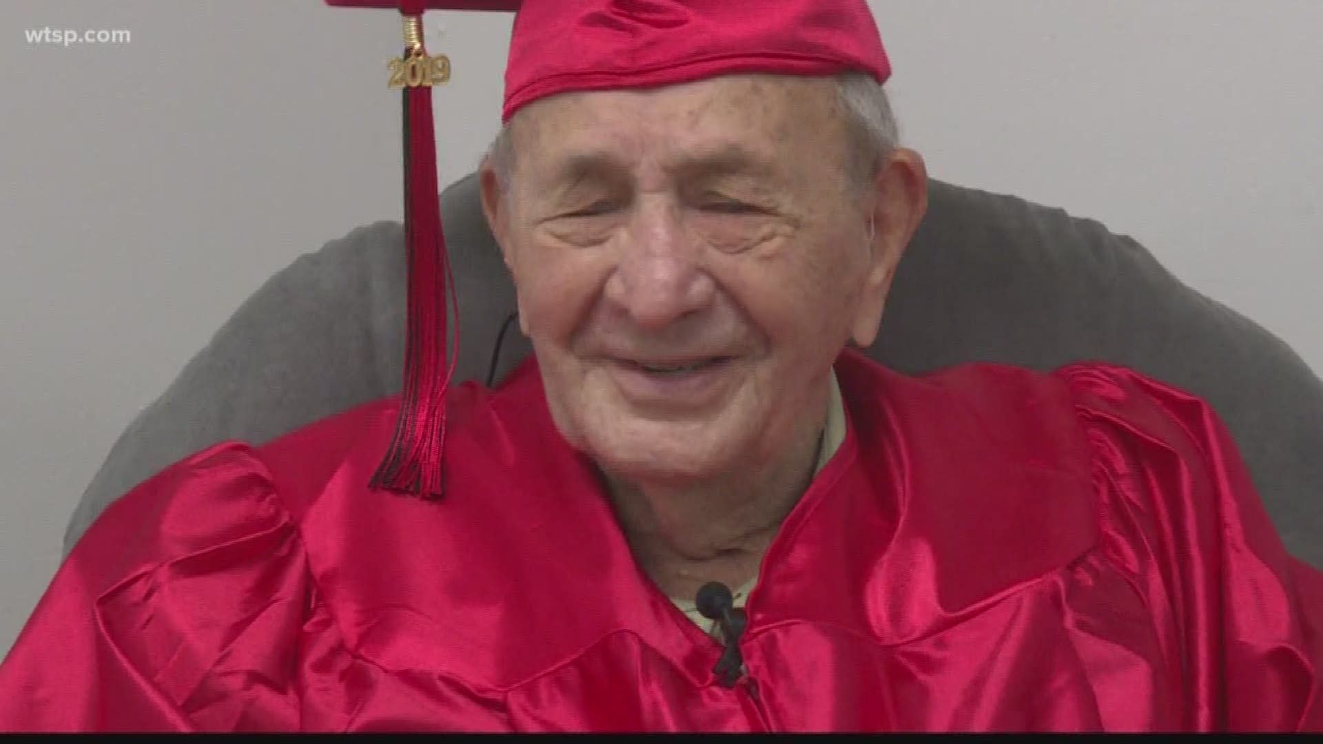 At Hillsborough High School’s graduation Saturday, one graduate stood out. At 95, he's older than even the faculty at his ceremony.

“Joe Perricone is a member of the Hillsborough High School class of 1943,” Principal Gary Brady explained at the ceremony.

Perricone got his diploma in 1943, but he missed his graduation. Before the school year ended, he'd already enlisted in the Army. He deployed to Europe to fight in World War II.