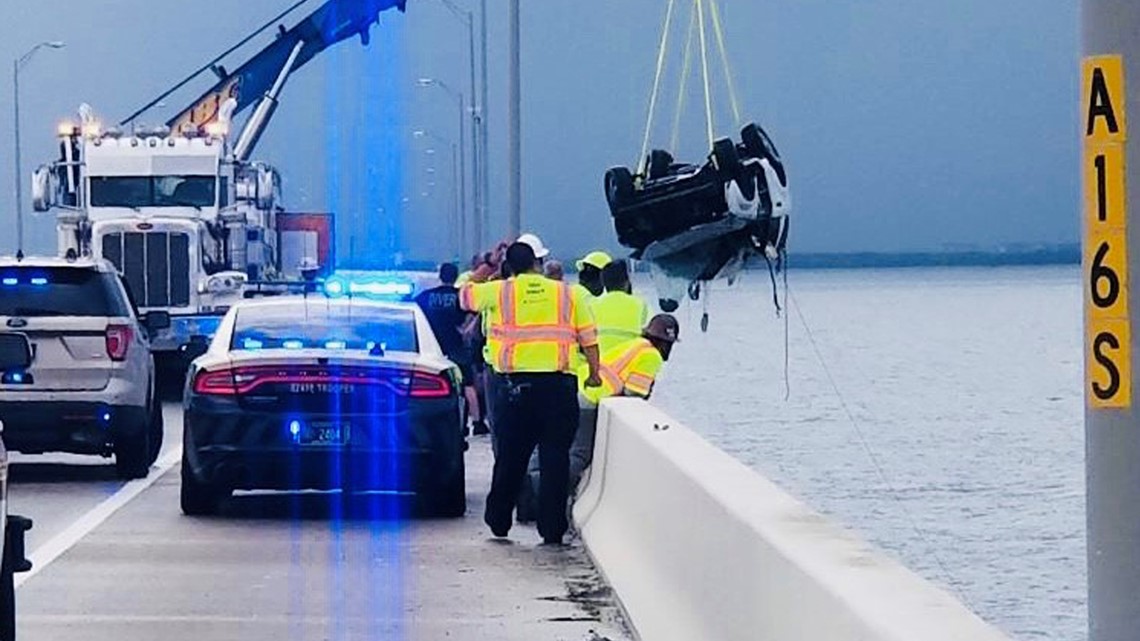 SUV crashes off Tampa Bay bridge