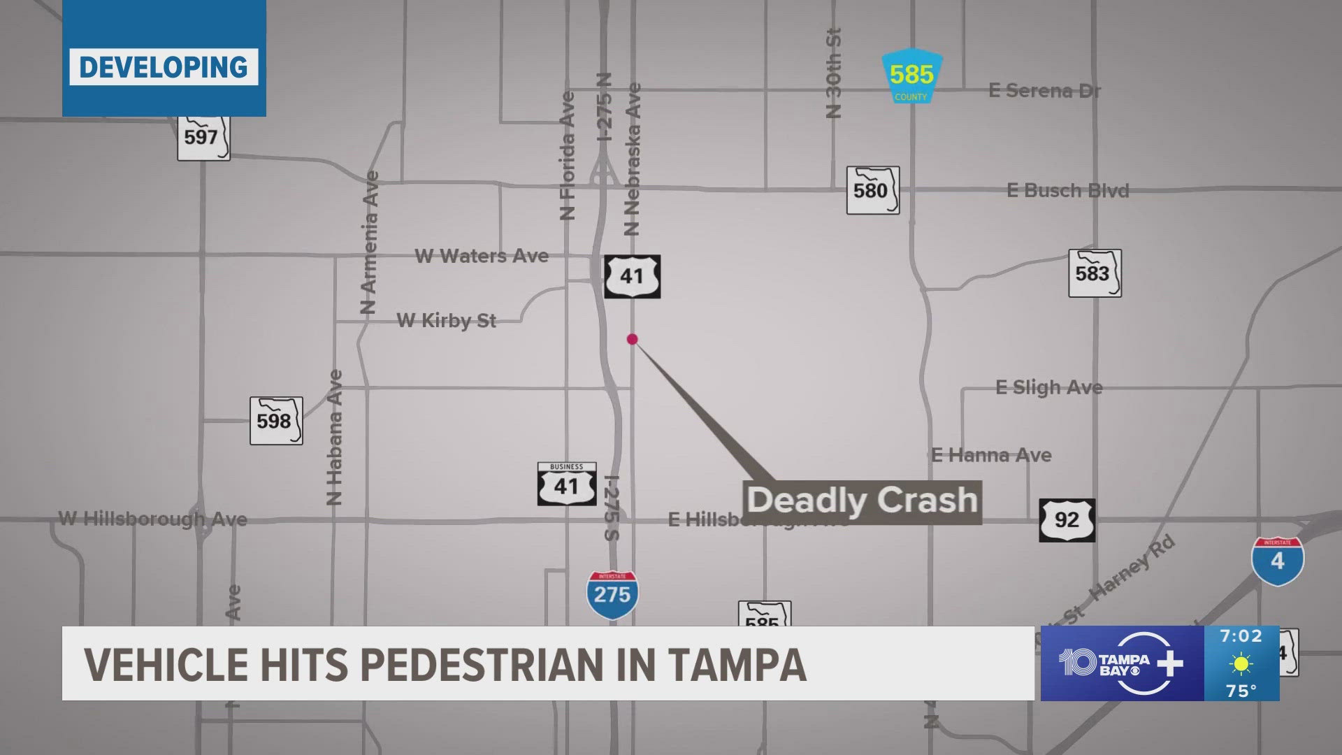 A pair of crashes, one of them fatal, is impacting traffic in the Tampa area.