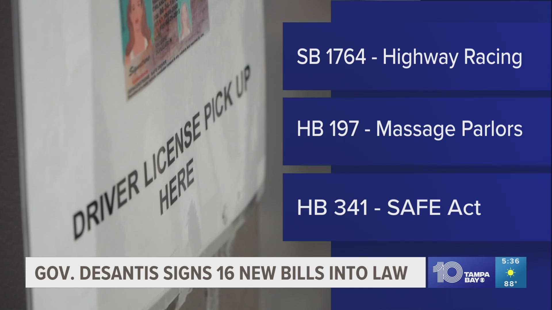 Governor Ron DeSantis has signed another round of bills this week, covering a variety of topics.