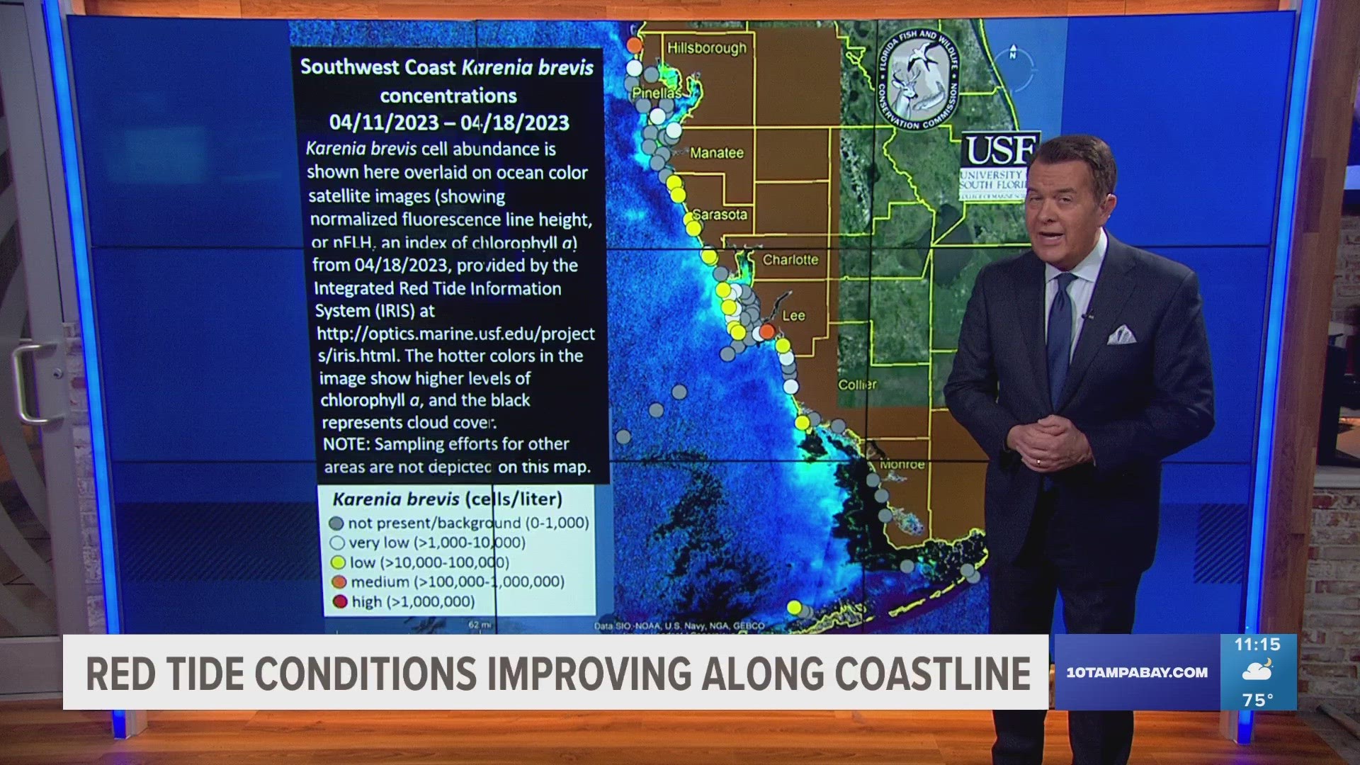 Low levels of red tide were detected near Nokomis Beach, but it's good news for beachgoers along the west coast of Florida.